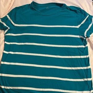 Old Navy Blue and White Striped Short Sleeve Tee
